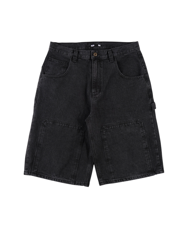 Carpenter Buckle Bermuda Denim Pants Black