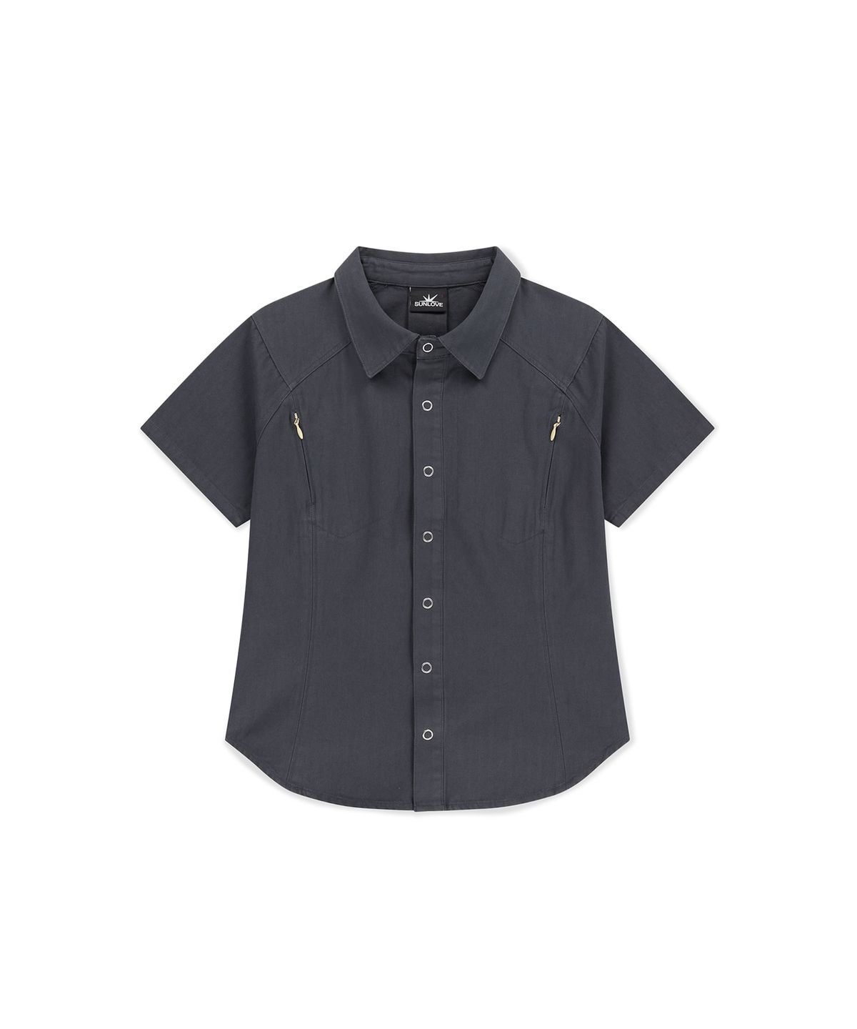 썬러브투어(SUNLOVETOUR) W Wave Herringbone Shirt Navy
