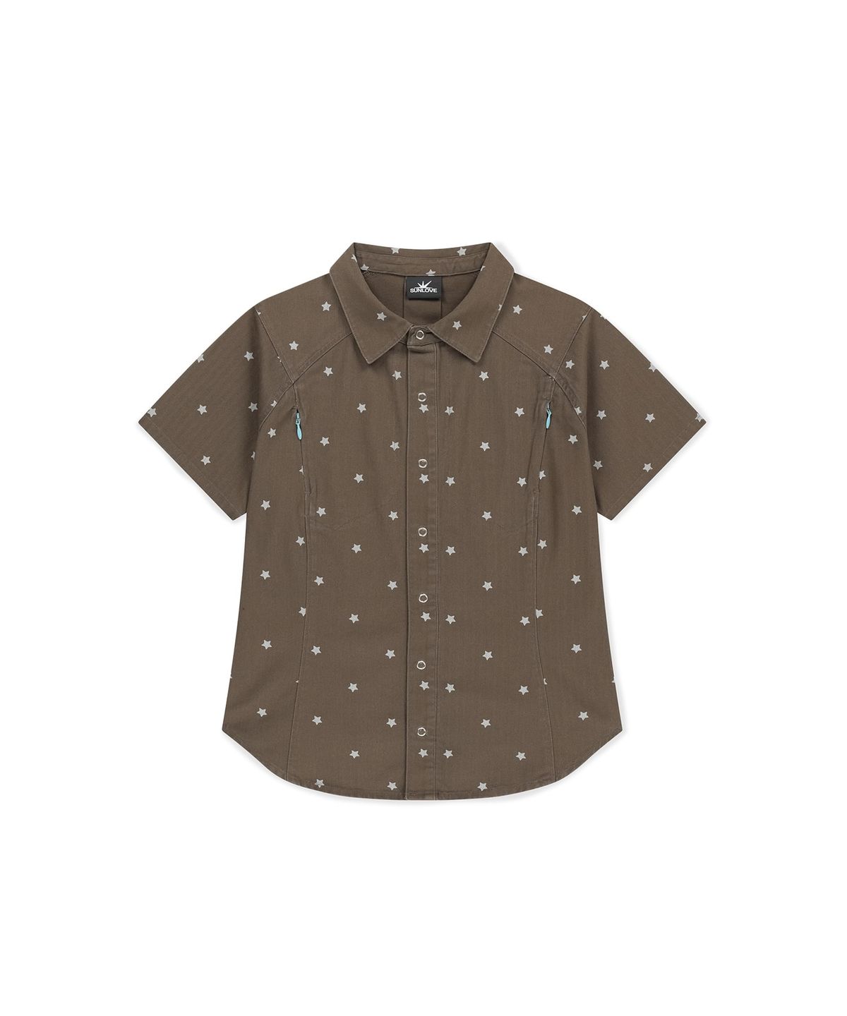 썬러브투어(SUNLOVETOUR) W Wave Herringbone Shirt Brown Star