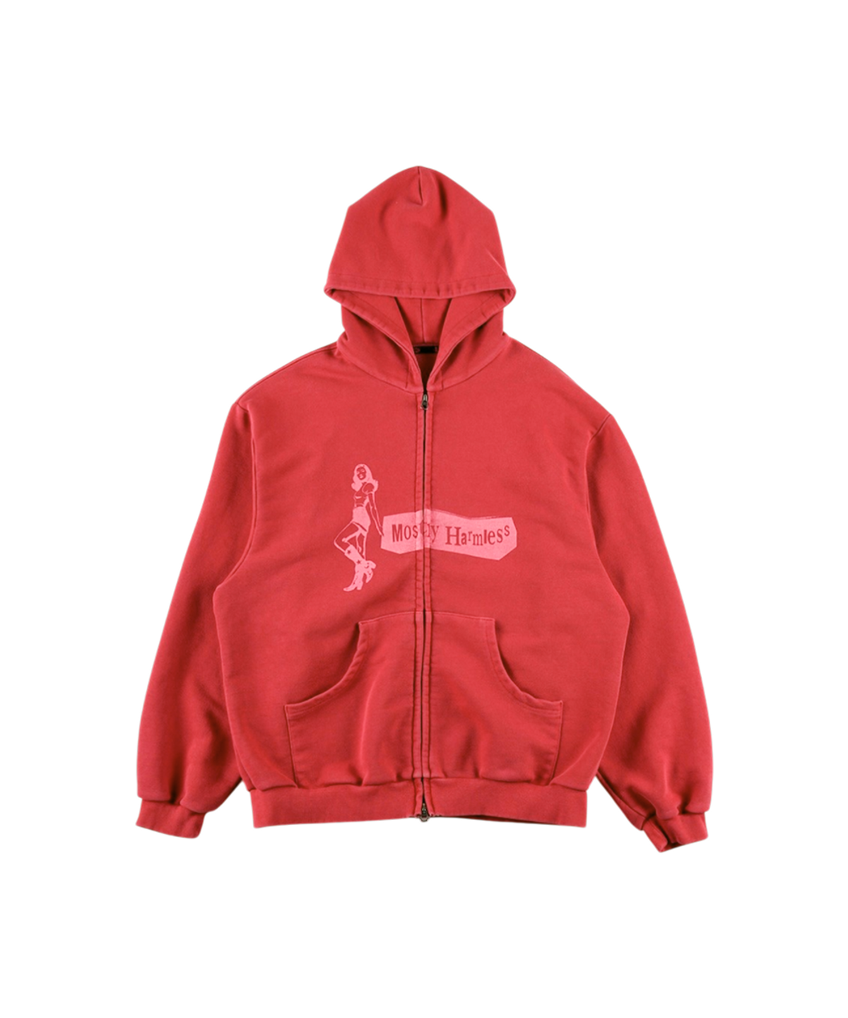 이알티알(ERTR) Mostly Harmless Hoodie Zip Up Coral Red