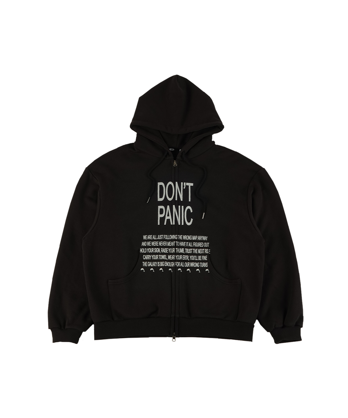이알티알(ERTR) Dont Panic Hoodie Zip Up Black