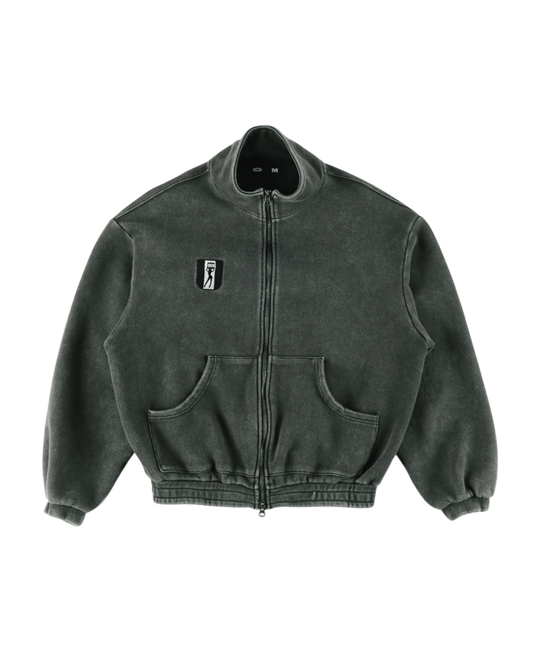 Picket Girl Patch Zip Up Jacket Black