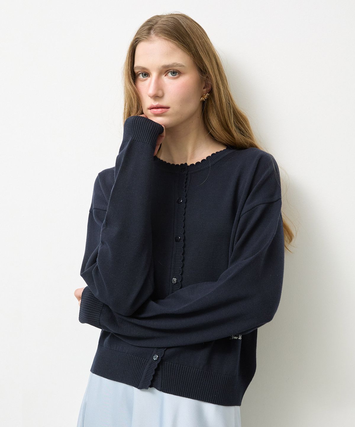 뉴루키(NEW LOOKY) Base loose fit cardigan_Navy