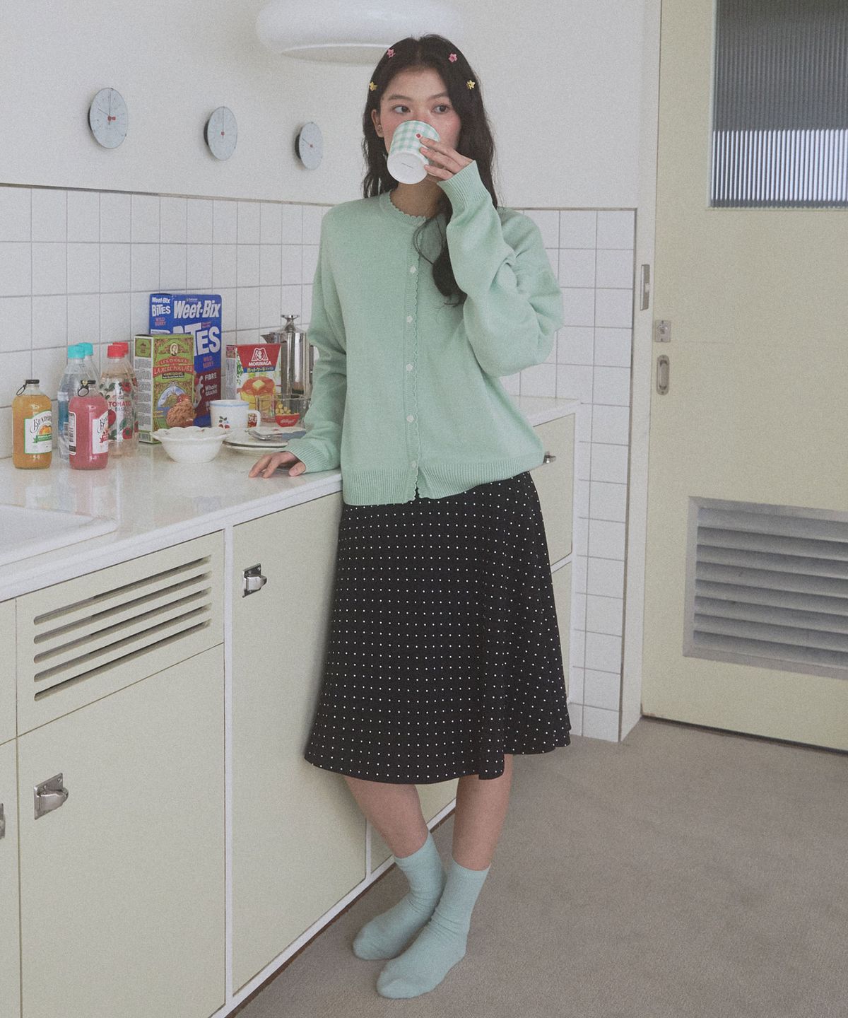 뉴루키(NEW LOOKY) Base loose fit cardigan_Mint