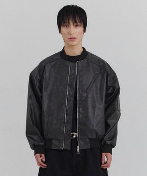 FORCE LEATHER MA-1 (BK)