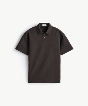 [FLEXION] 서커 카라 반팔 티셔츠_브라운 (오버핏)_STSXB37OSH