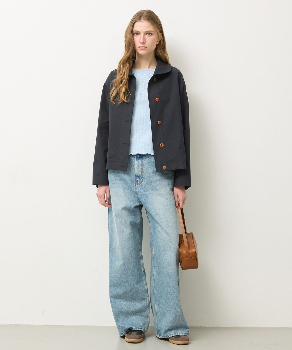 뉴루키(NEW LOOKY) Round collar jumper_Navy