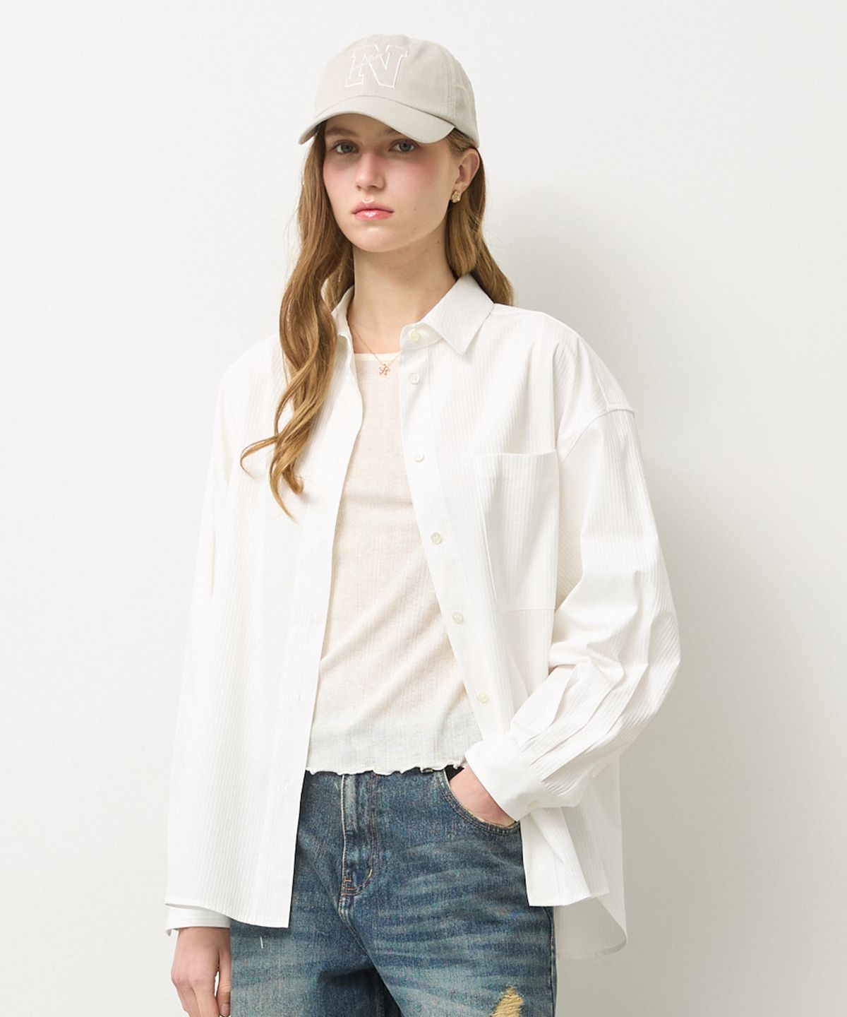 뉴루키(NEW LOOKY) Loose fit shirt_ Ivory