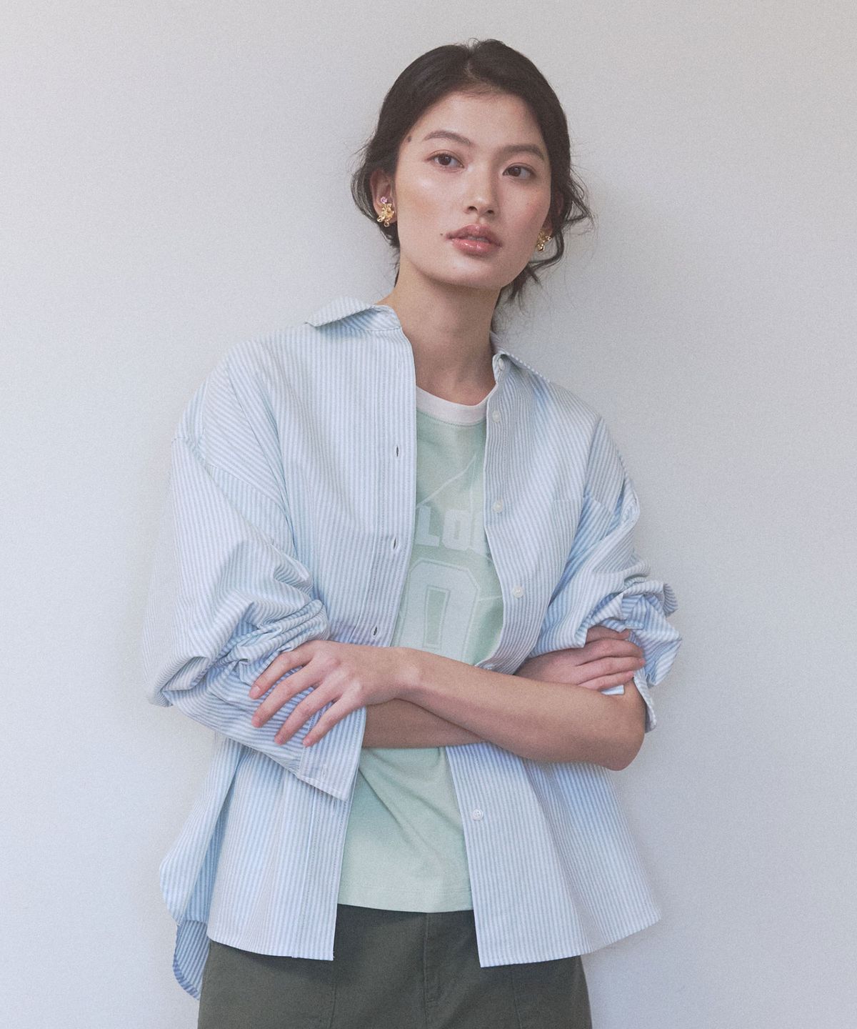 뉴루키(NEW LOOKY) Loose fit shirt_ Light green