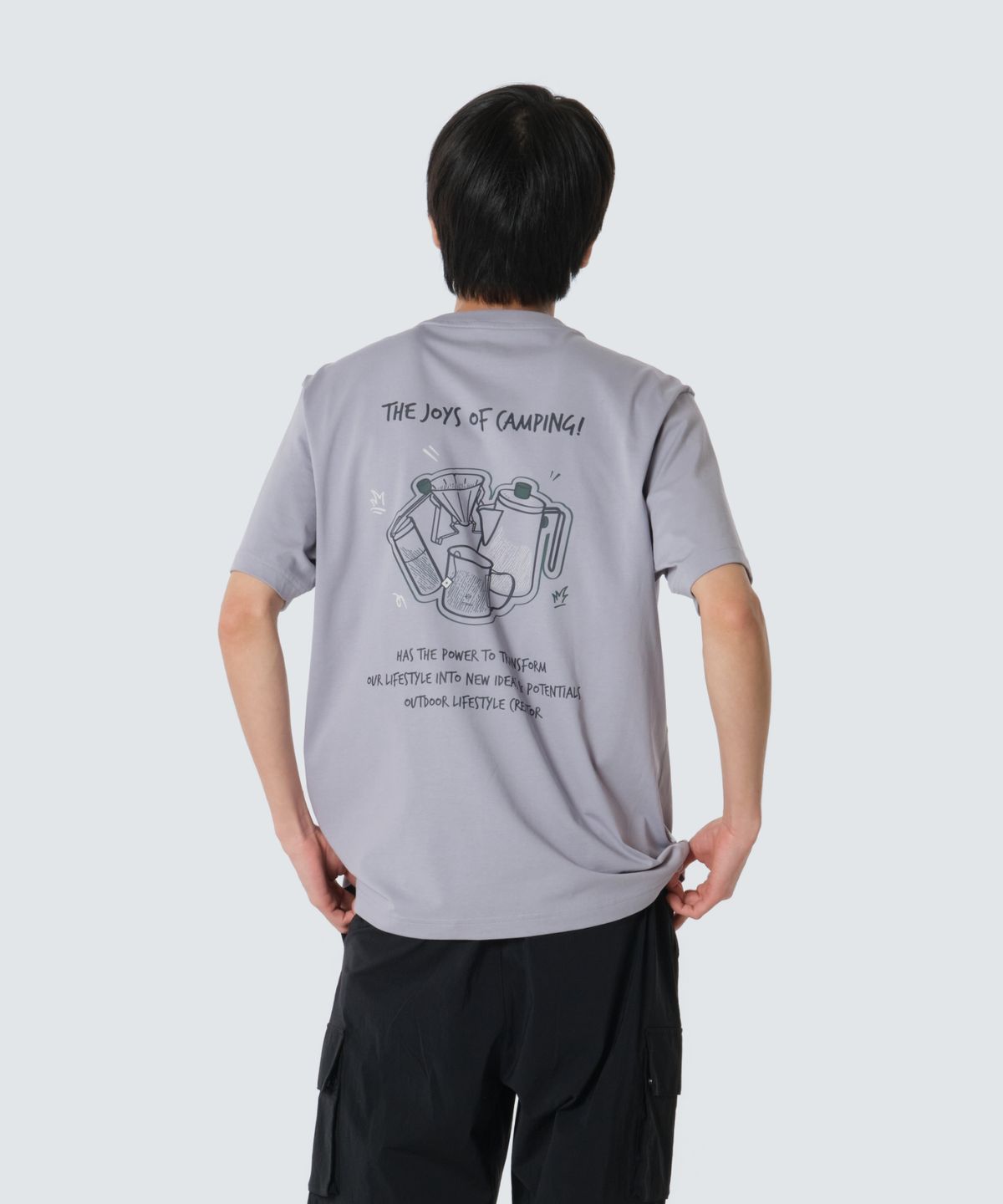 스노우피크 어패럴(SNOWPEAK APPAREL) 에어로쿨 머그 그래픽 반팔 티셔츠 (S26MUFTS74) Gray Blue