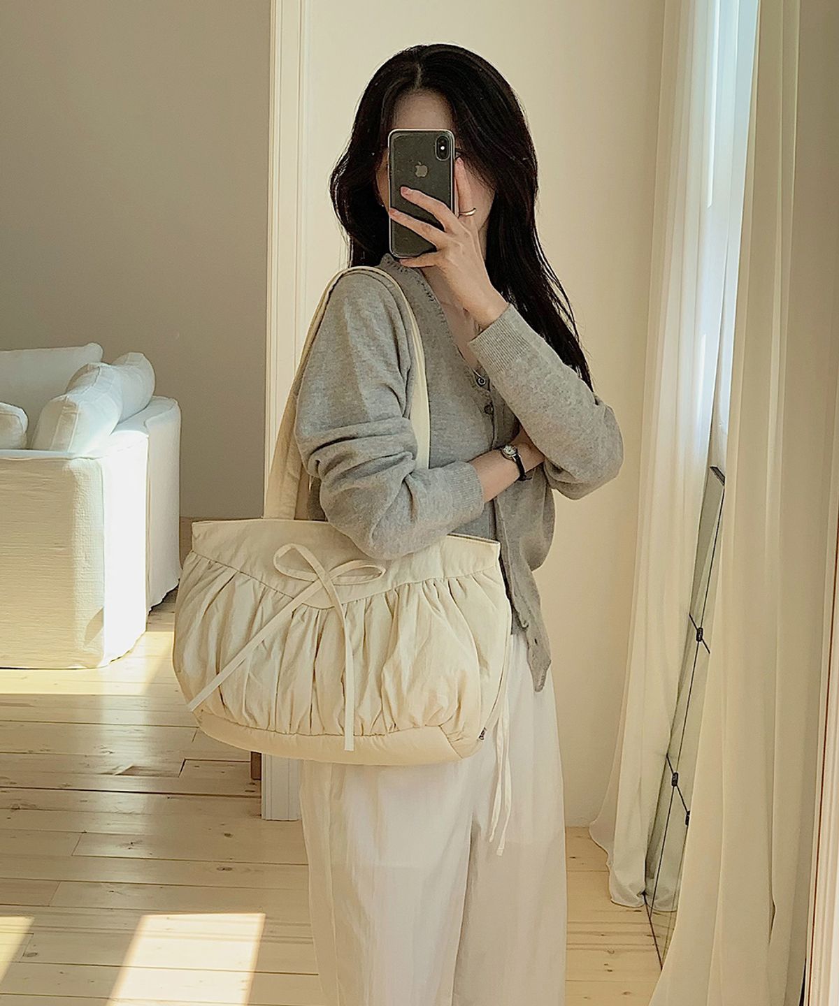 굿토드즈(GOODTOTES) 수플레 퍼프 토트백 (Cream)