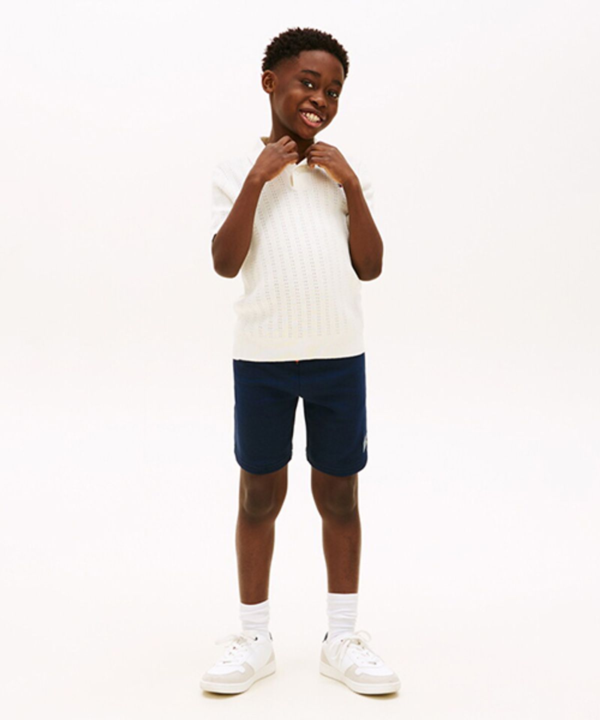 타미힐피거 키즈(TOMMY HILFIGER KIDS) 와이드 핏 바시티 스웻쇼츠
