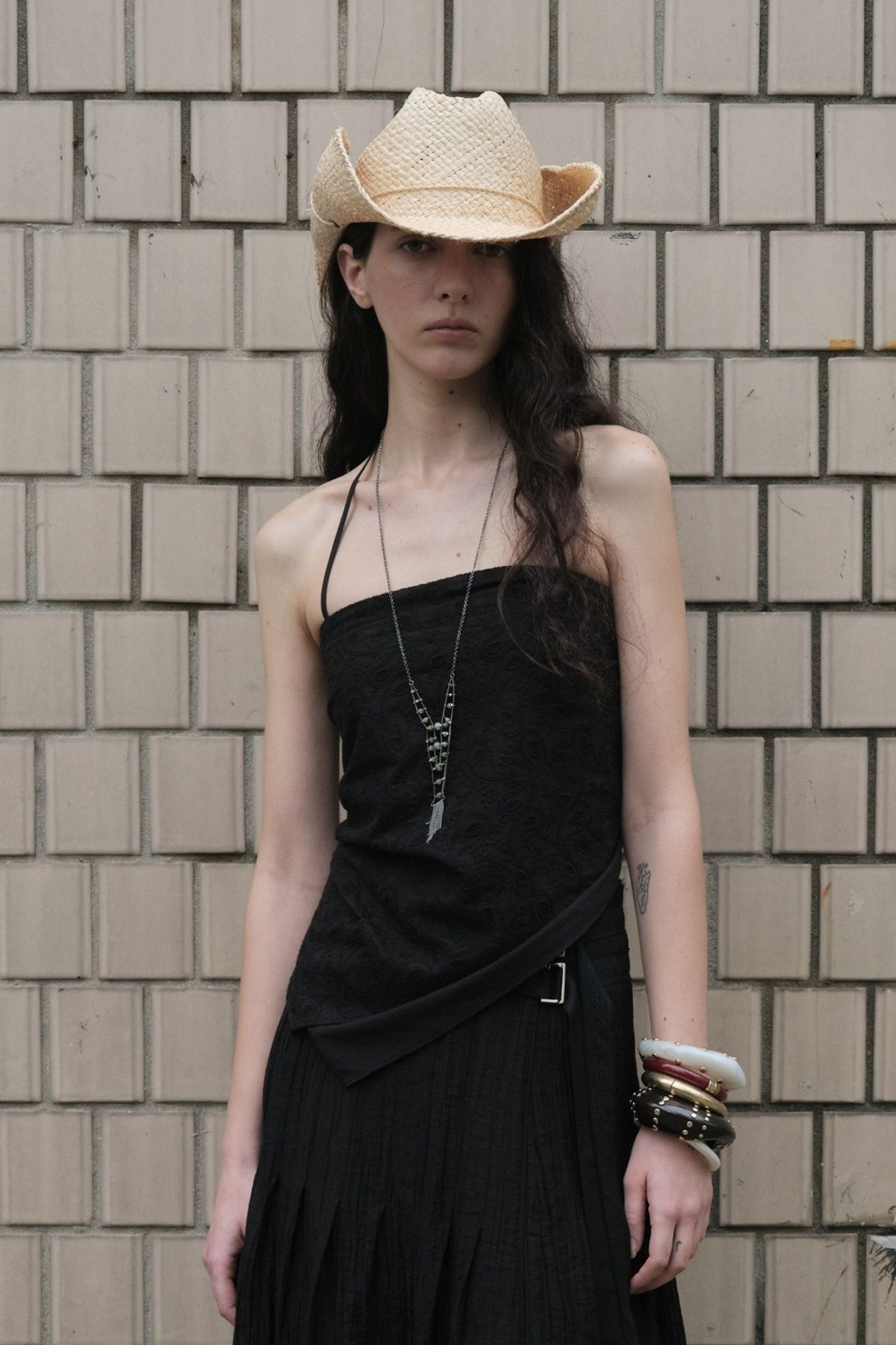 쿠메(KUMÉ) Paisley Lace Scarf Top, Black