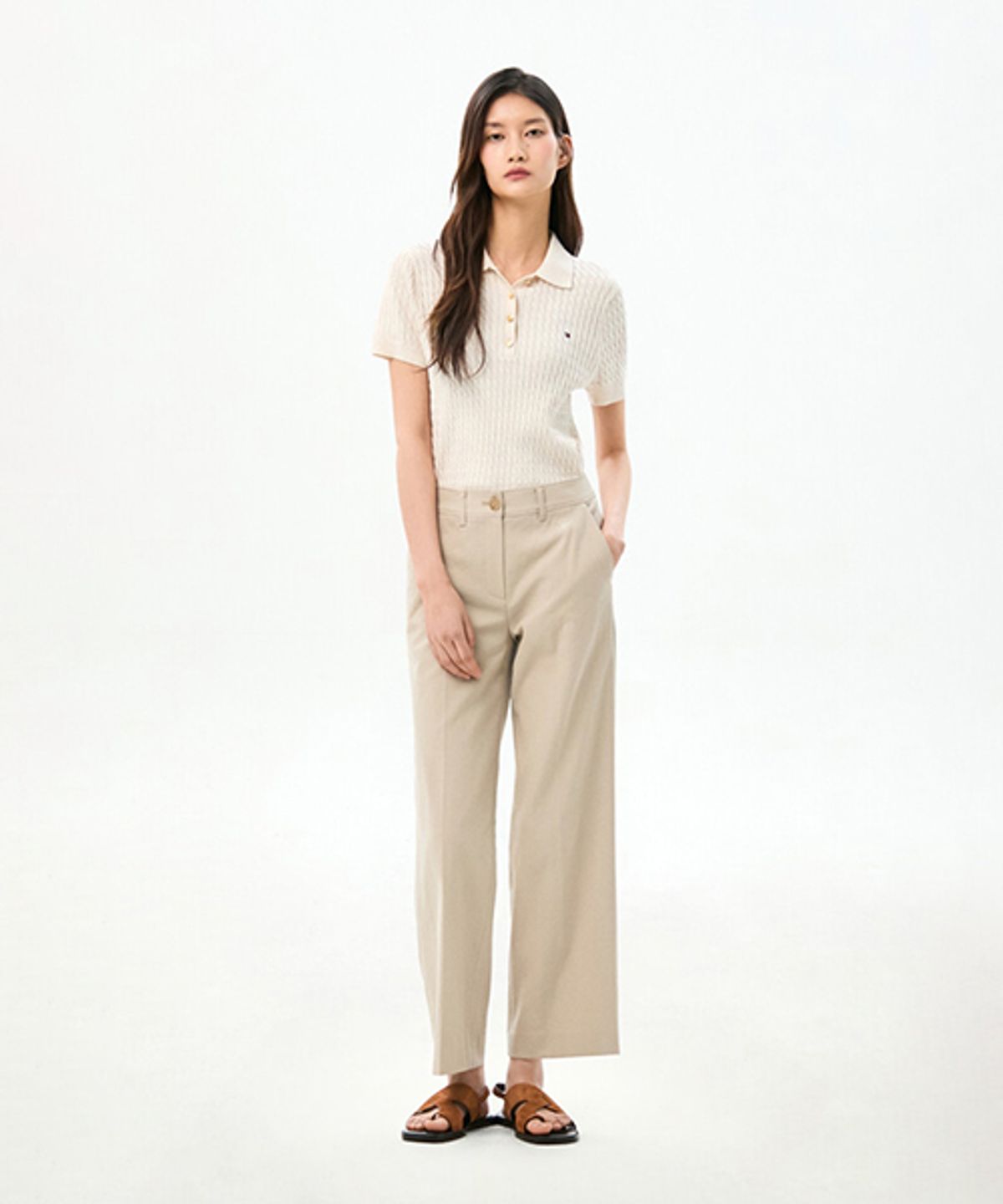 타미힐피거(TOMMY HILFIGER) 린넨 라이크 세미 와이드 슬랙스 (T22G1WPC504WL1W20)