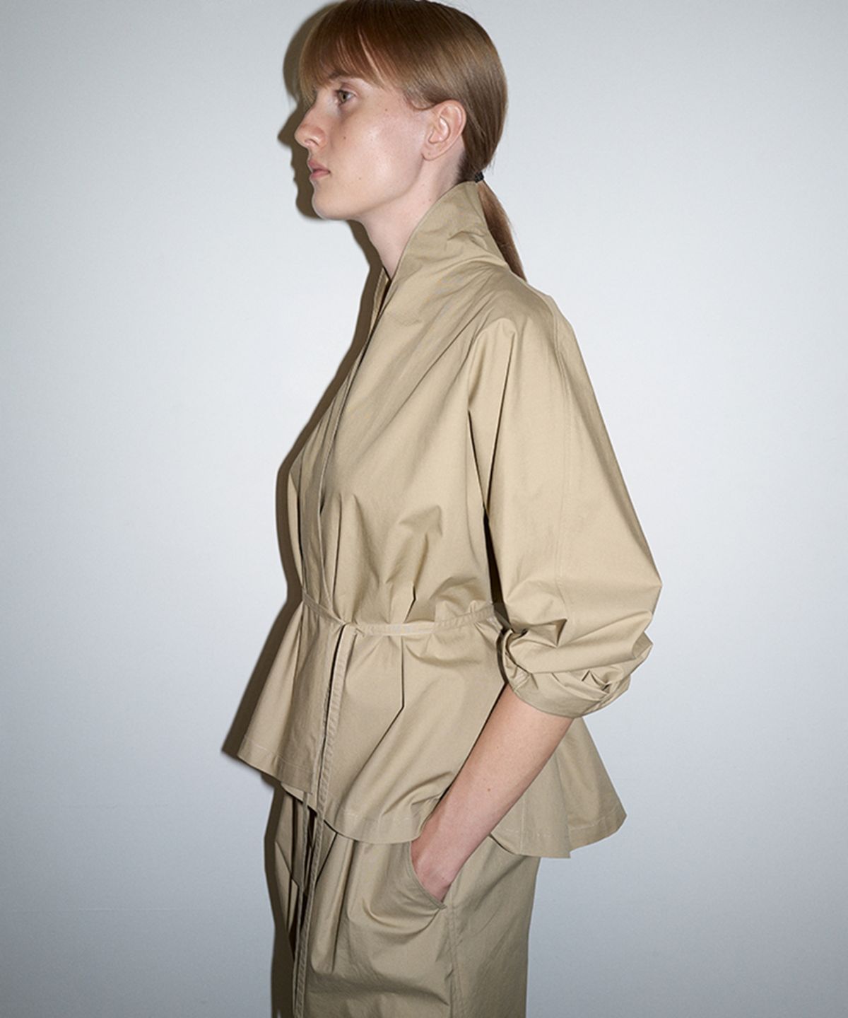 더룸(THELOOM) SHAWL COLLAR OPEN JACKET_BEIGE