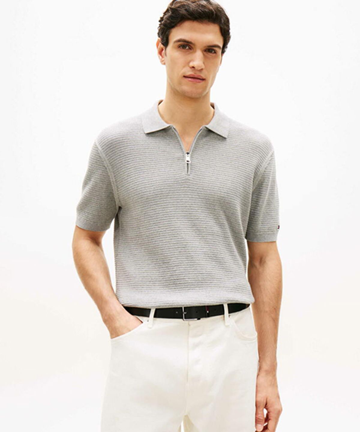 타미힐피거(TOMMY HILFIGER) 시즈널 스트럭처 하프 집업 폴로 (T12G1KPN210MT1P01)