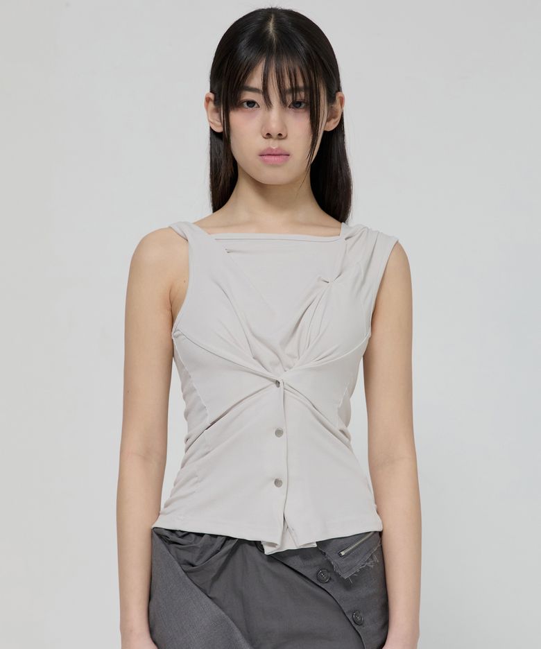 Asymmetric Snap Hoodie (FL-133_Cloud White)