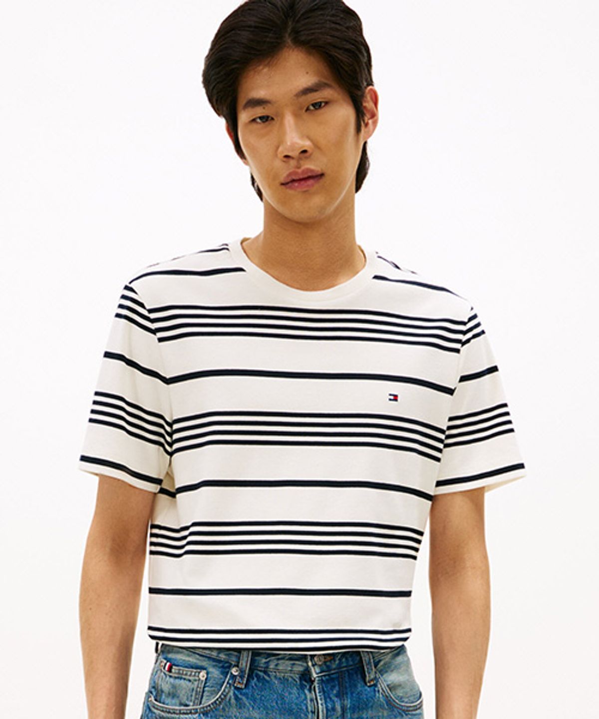 타미힐피거(TOMMY HILFIGER) 라이트 인터록 스트라이프 티셔츠 (T12G1TPO050MT10FA)