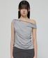 Braided Drape One-Shoulder Top (FL-140_Gray)