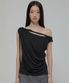 Braided Drape One-Shoulder Top (FL-140_Black)
