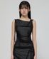 Draped Mesh Layered Sleeveless (FL-116_Black)
