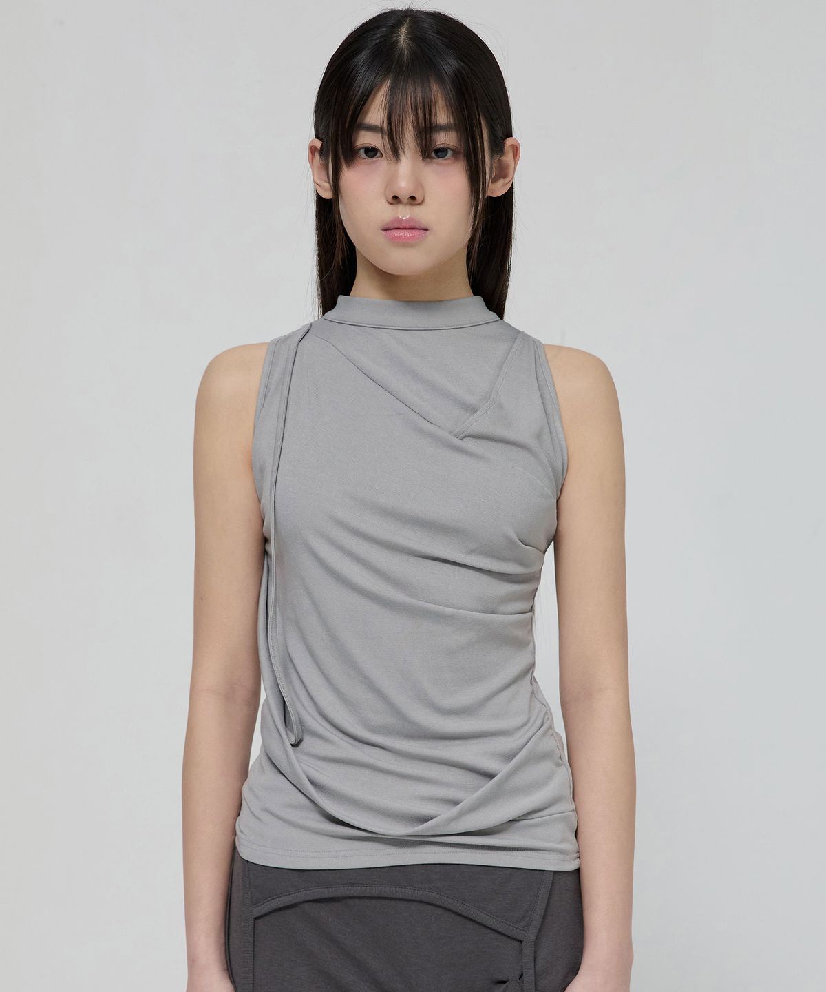 플레어업(FLAREUP) Draped Sleeveless Top (FL-135_Gray)