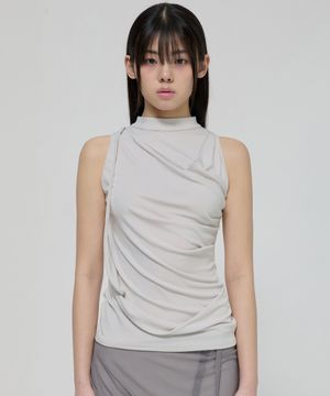 Draped Sleeveless Top (FL-135_Cloud White)