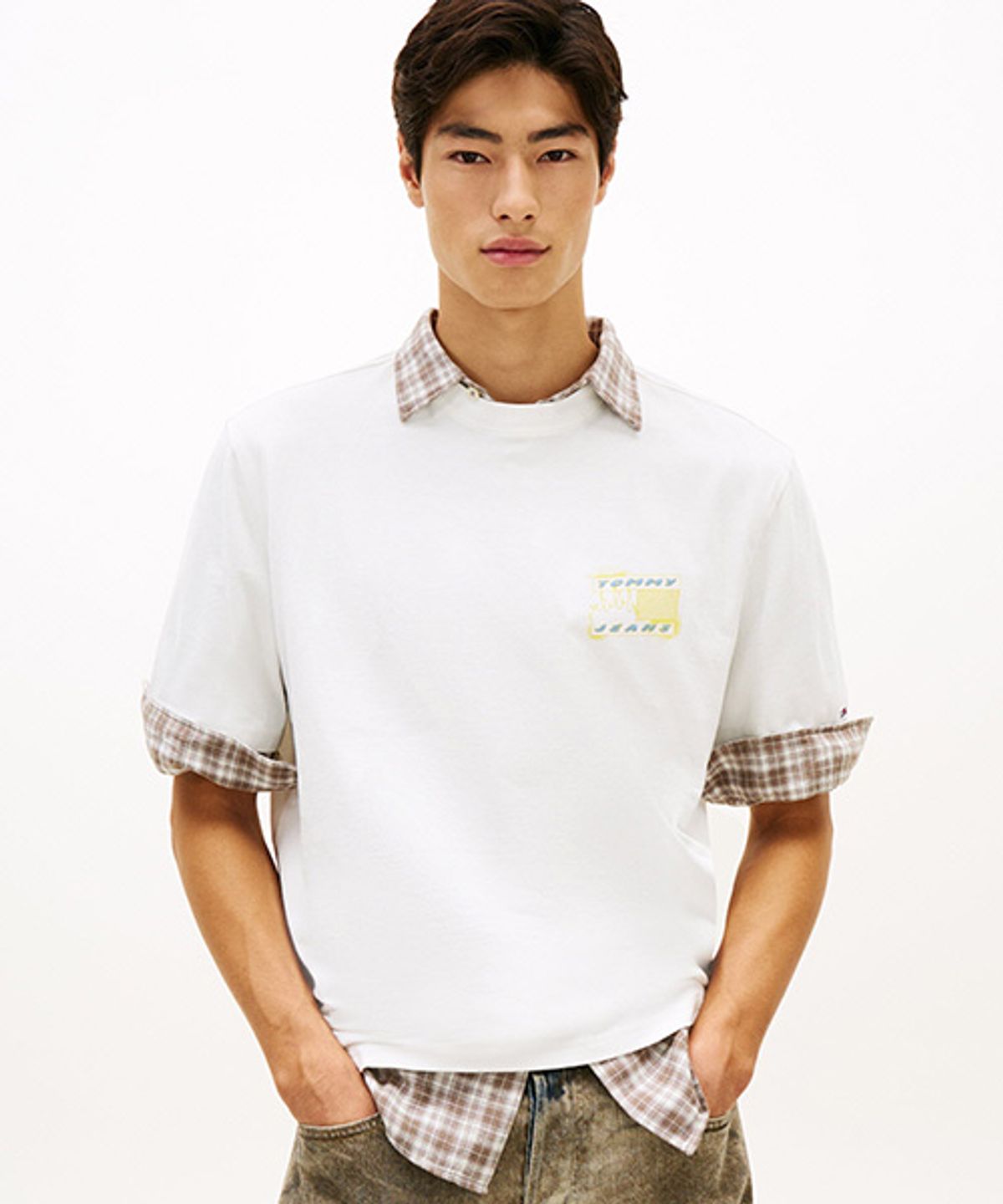 타미진스(TOMMY JEANS) 90S 버블 플래그 티셔츠 (T32G1TTO38TMT1YBL)