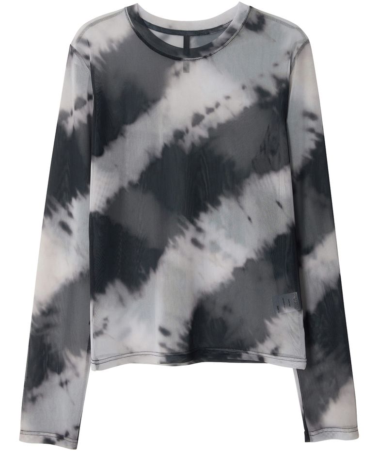 Sheer Mesh Long Sleeve (FL-142_Black&Cream)