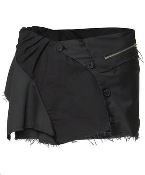 Asymmetrical Layered Mini Skirt (FL-267_Black)