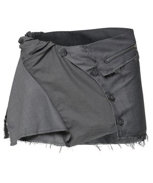 Asymmetrical Layered Mini Skirt (FL-267_Dark Gray)