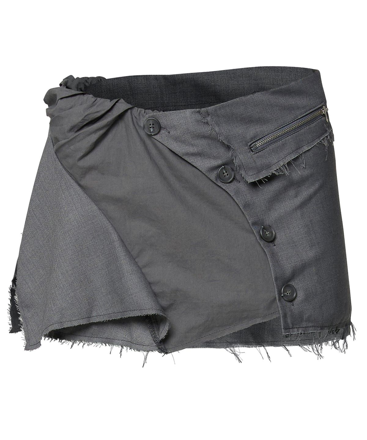 플레어업(FLAREUP) Asymmetrical Layered Mini Skirt (FL-267_Dark Gray)