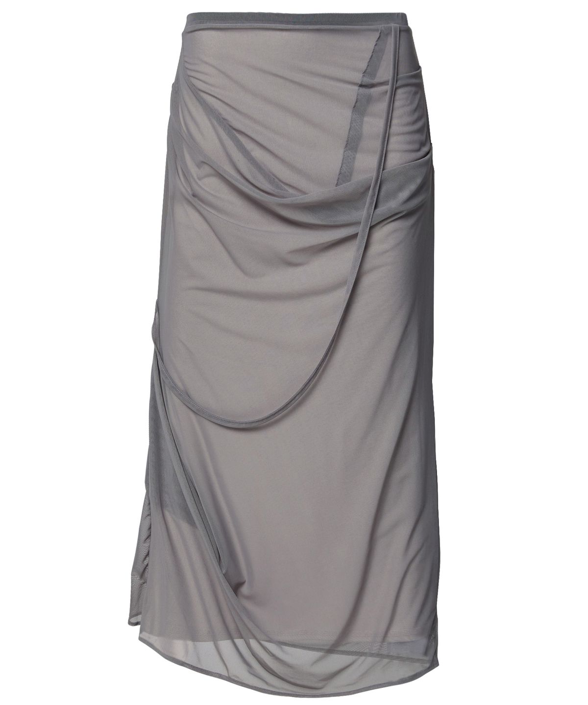 플레어업(FLAREUP) Draped Mesh Layered Long Skirt (FL-264_Gray)