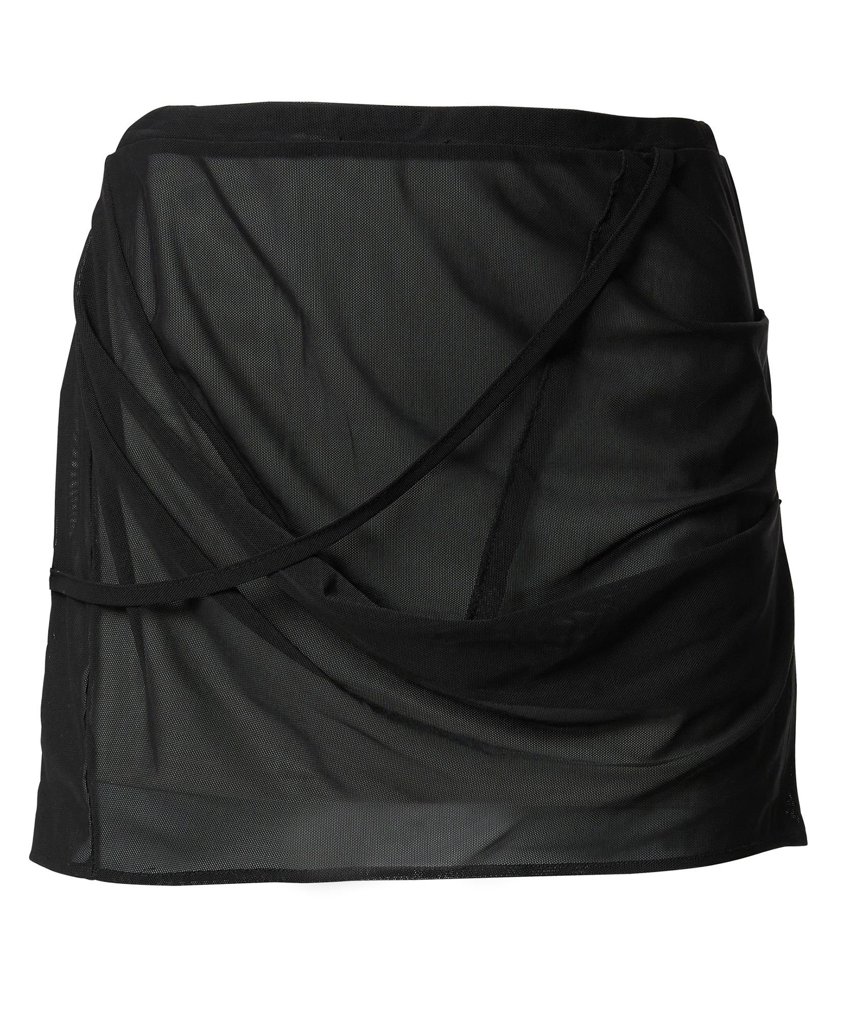 MUSINSA公式 | FLAREUP Draped Mesh Layered Mini Skirt (FL-265_Black)