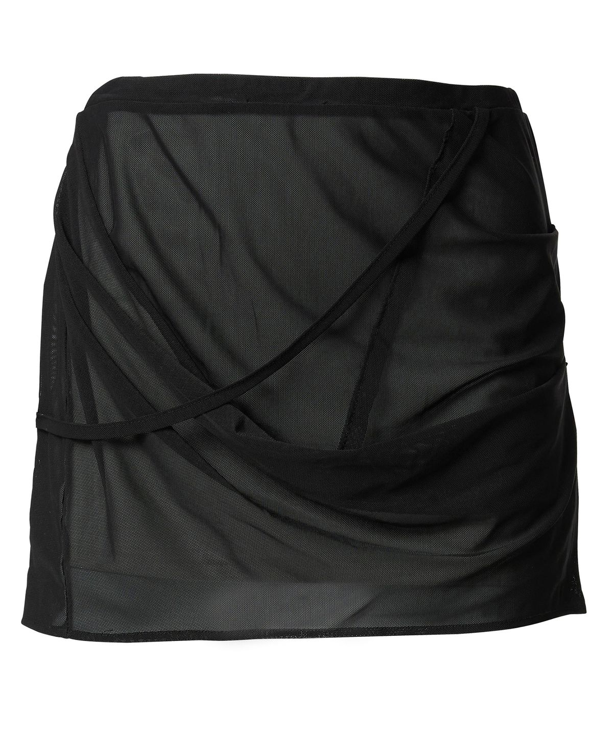 플레어업(FLAREUP) Draped Mesh Layered Mini Skirt (FL-265_Black)