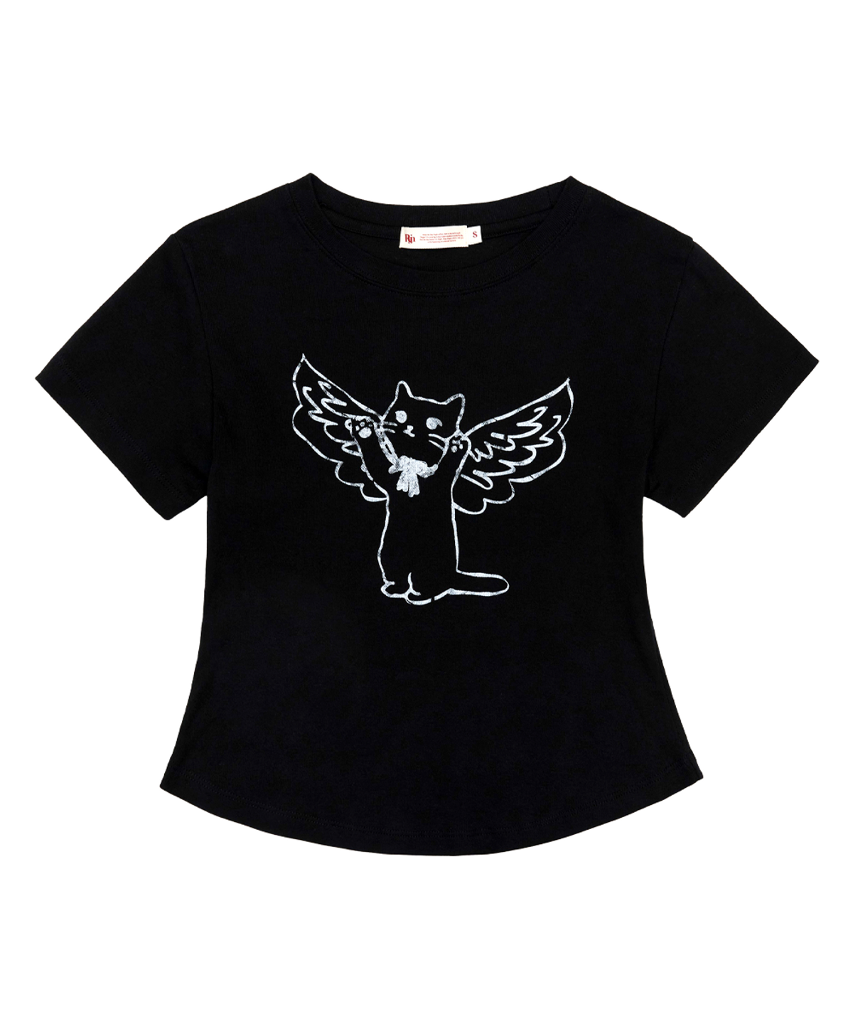 로긴 앤 로지(ROGIN N ROSIE) Angel Cat Printed T-shirt Black