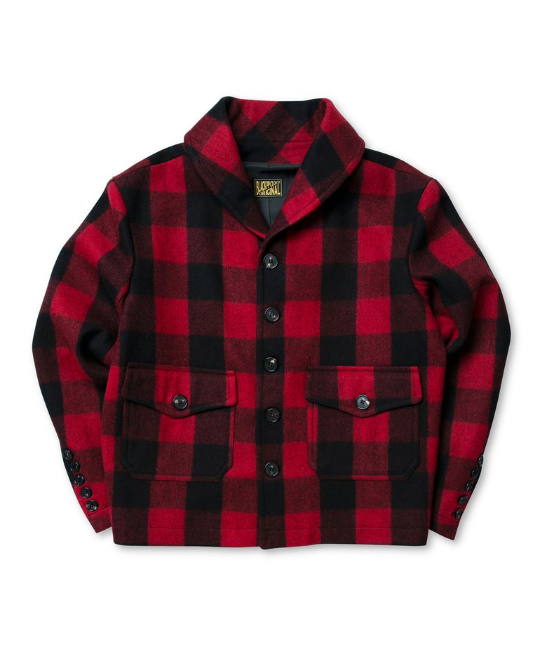 BLACK PP CCC Buffalo Plaid Shawl Collar Jacket