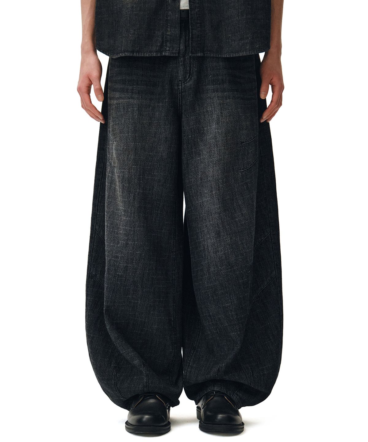 데케트(DECET) [린넨라이크]Linen Like Ballon Wide Jeans DCPT060Black