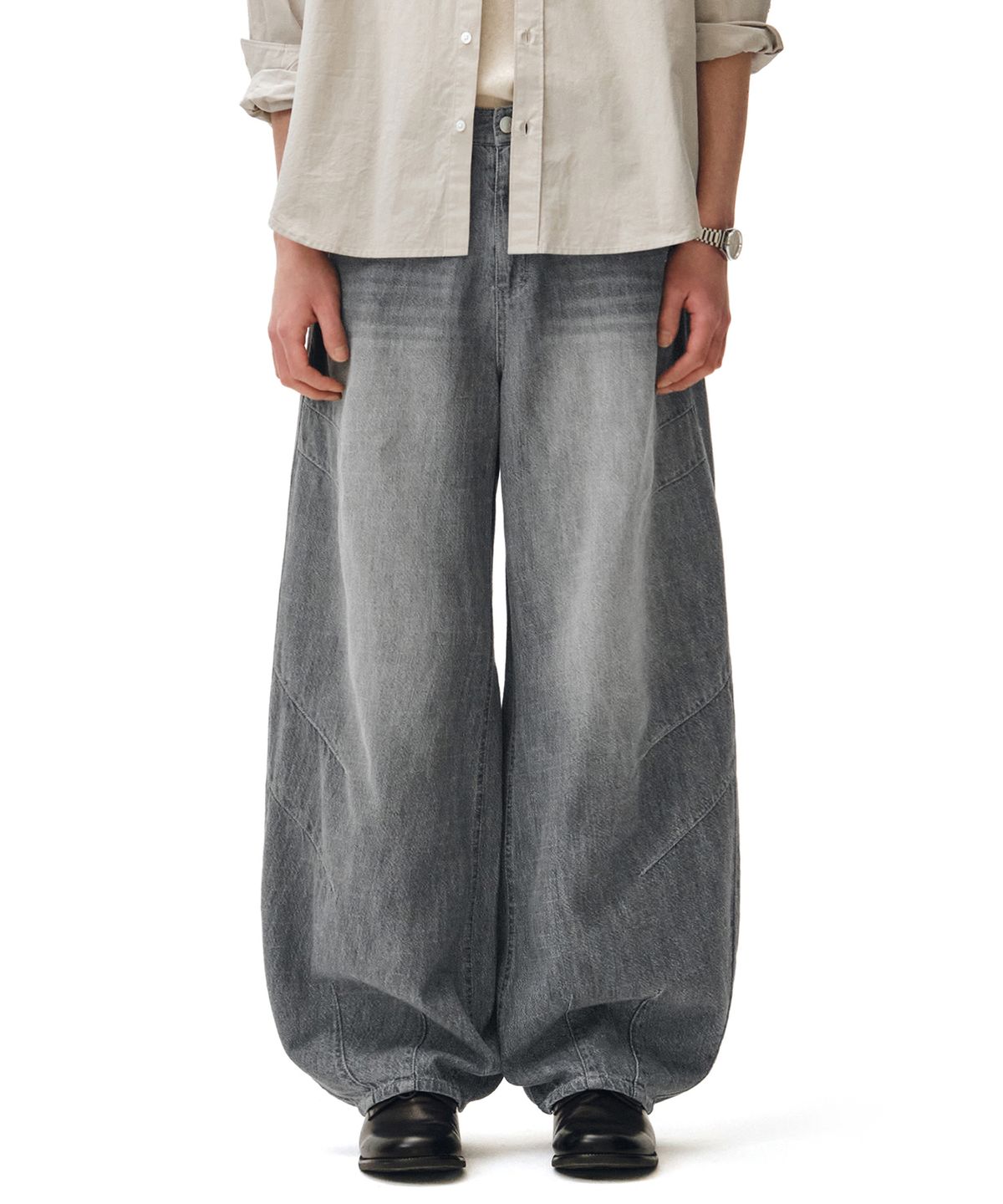 데케트(DECET) [린넨라이크]Linen Like Ballon Wide Jeans DCPT060Gray