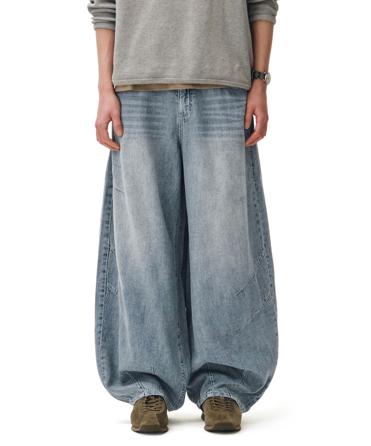 데케트(DECET) [린넨라이크]Linen Like Ballon Wide Jeans DCPT060Lightblue
