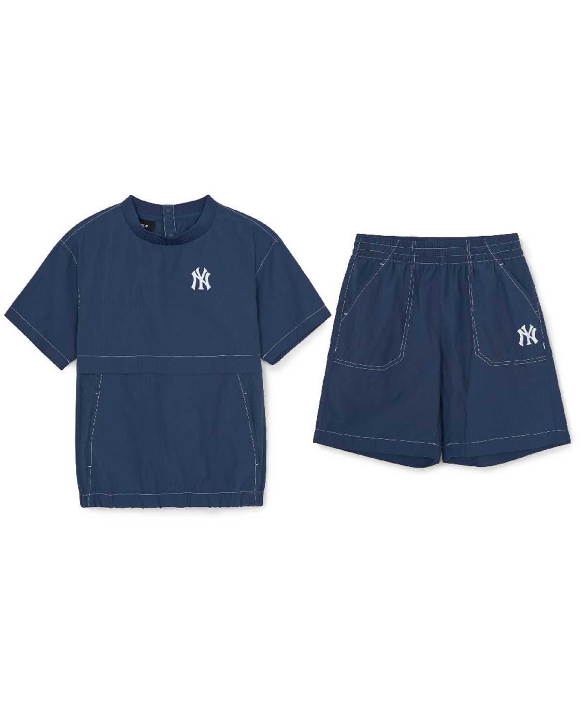 엠엘비 키즈(MLB KIDS) 아웃도어 베이직 우븐 티셔츠세트 NY (Navy)