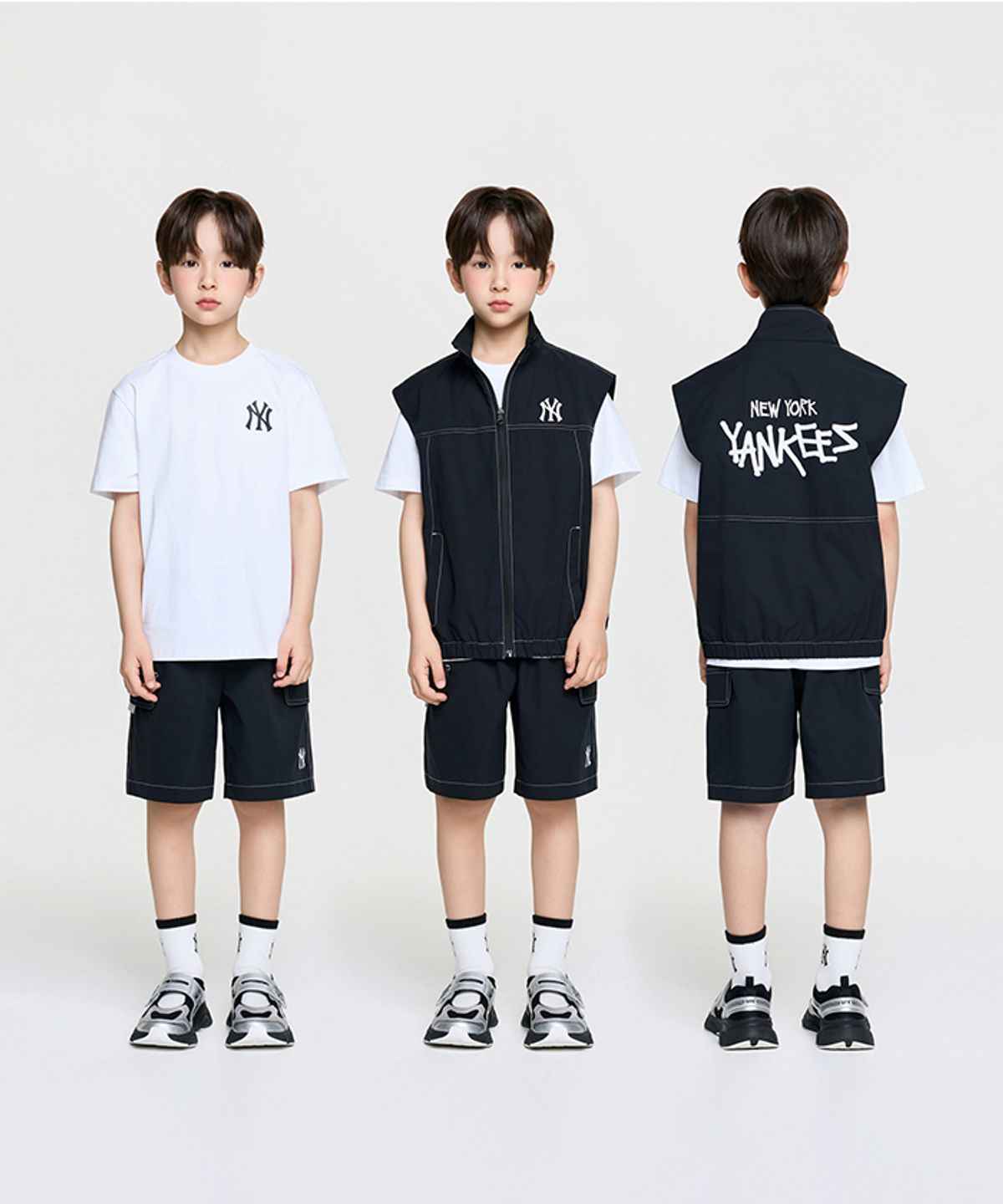 엠엘비 키즈(MLB KIDS) 스트릿 베이직 집업조끼 3 세트 NY (Black)
