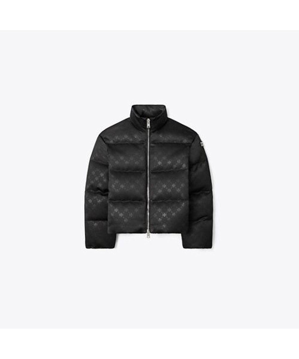 토리버치(TORYBURCH) 티 모노그램 새틴 퍼퍼 자켓 - 블랙