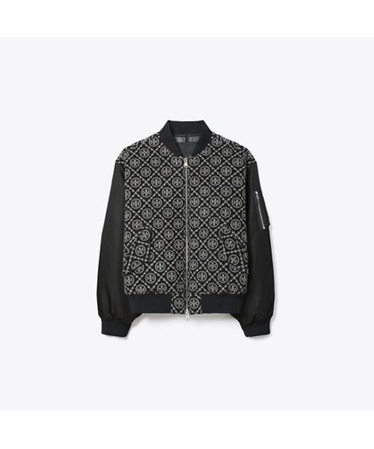 토리버치(TORYBURCH) 프린티드 울 자카드 봄버 - 티 모노그램 자카드 콤보