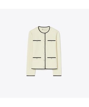 켄드라 울 가디건 - 뉴 아이보리 / 블랙