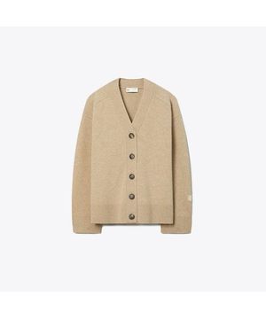 울 자카드 가디건 - 오트밀 멜란지