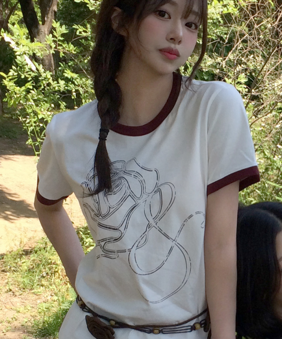 로긴 앤 로지(ROGIN N ROSIE) Rose Flower Printed Ringer T-shirt White