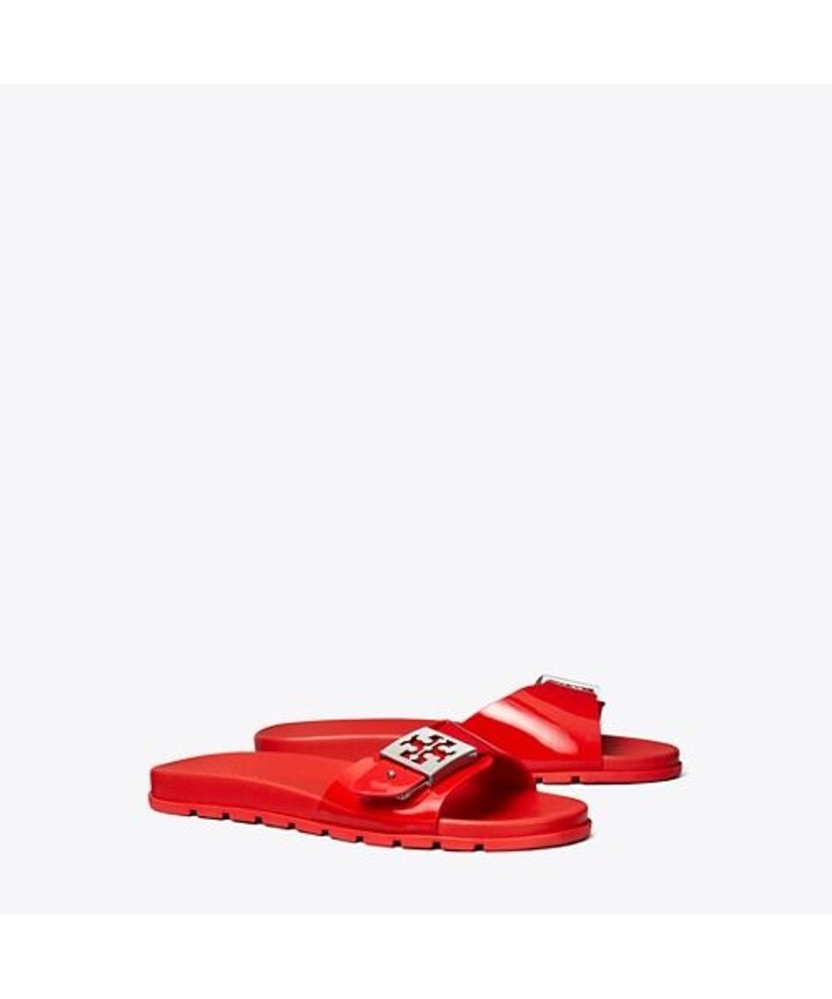 토리버치(TORYBURCH) 버클 슬라이드 - 립스틱 레드 / 실버