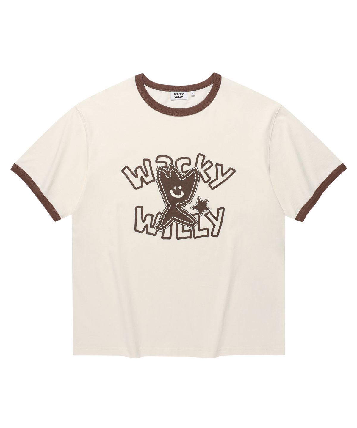 와키윌리(WACKY WILLY) 키키 링거 반팔티셔츠 브라운