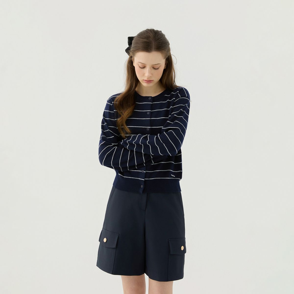 마틴골프(MARTINE GOLF) Soft Line Stripe Knit Cardigan_NAVY